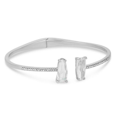 Silver cubic zirconia pave bangle